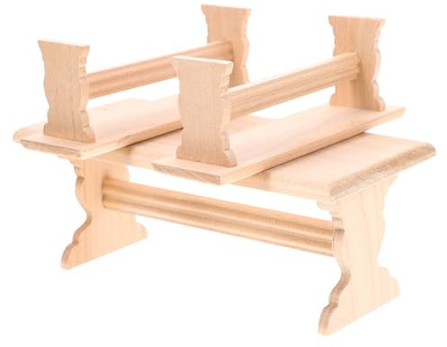 HEMOTON Miniatur-holzbank Und -Tisch Realistisches Mini-hausdekor Tragbar Und Leicht Zu Verstauen