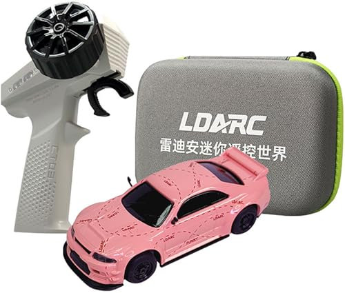 RC Auto LDARC 1/64 Skala Mini Fernbedienung Autos, 2.4GHz Micro Racing Desktop Fernbedienung Autos, Geeignet für Erwachsene und Kinder Spielzeug Auto Geschenke (R02-Pink)