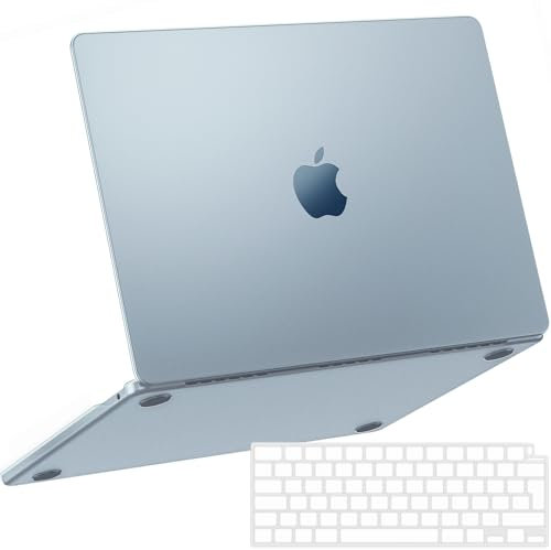 NPUOLS Protective Case for MacBook Air 13.6 Inch Case 2025 2024 2022 Model M4 A3240 / M3 A3113 / M2 A2681, Thin Matte Protective Hard Shell and Ultra Thin TPU EU Keyboard Cover - Matte Sky Blue