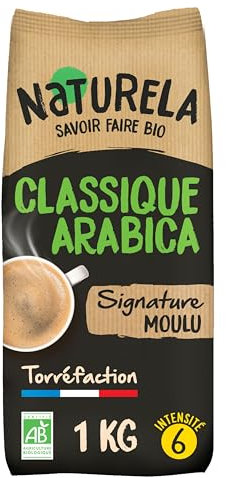 NATURELA - Café Bio Moulu - Classic Arabica - Torréfaction Lente - Fabriqué en France - 1 kg