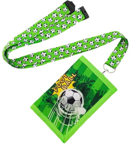 Fizdoqg Fußball Motiv Geldbeutel Kinder Portemonnaie Kinder Jungen, Portmonee Fussball Geldbörse Brustbeutel für Geburtstagsgeschenk, Schulanfang