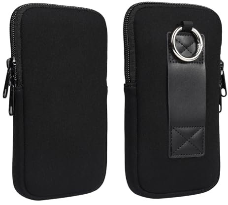 Neopren-Handyhülle, Reißverschluss, Gürteltasche, Holster, Hüfttasche, Beutelhalter für iPhone 16 Pro Max, Google Pixel 8 Pro, Samsung Galaxy A16 A05 A55 A06 A26 A05s S25 Ultra S24 Ultra (Schwarz, XL)