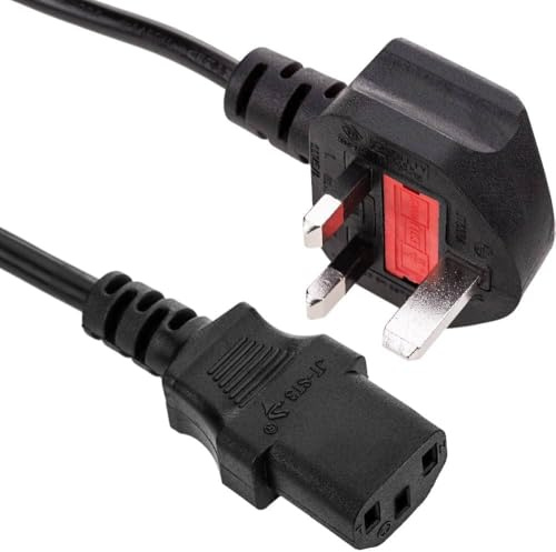 Premium UK 3 Pin Plug to IEC C13 Power Cable Lead – 13A Fused Heavy Duty Mains Power Cord for PC, Monitor, Printer, TV, Kettle, Computer, Server, Desktop (Desktop cable 1 meter)
