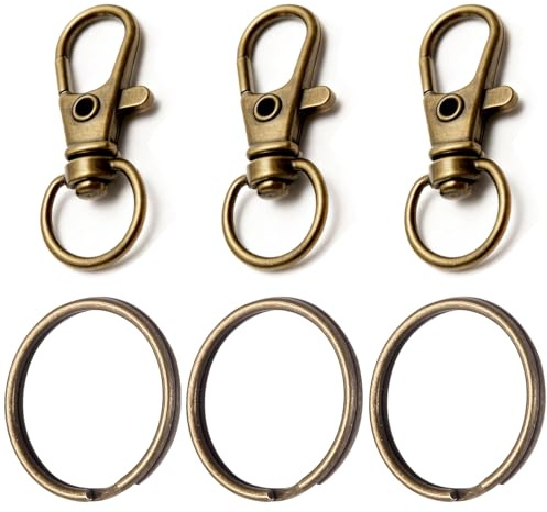 80 Pièces Mousqueton Porte Clef Anneaux, Attache Porte Clé, Fermoir Mousqueton Crochets de Clés Avec Porte-clés, Pivotant Keychain Pivotant en Métal, pour la Fabrication de Clés, L'artisanat (Rétro)
