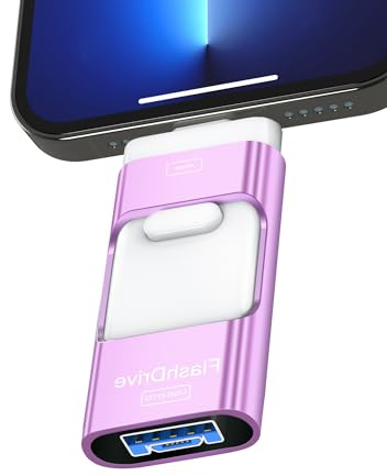 ZARMST Clé USB 16 Go Mémoire Externe 4 en 1, Transfert Photos pour iOS, PC, Android, Violet Clair