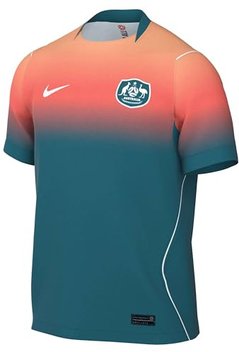 Australia 2026 Stadium Away Nike Replica Football Jersey with Dri-Fit Technology for Men, Bright Spruce/Orange Pulse/White/White, IB5347-367, S
