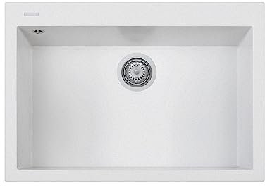 Fregadero de cocina PLADOS ON7610 de una sola pila, color blanco ópalo