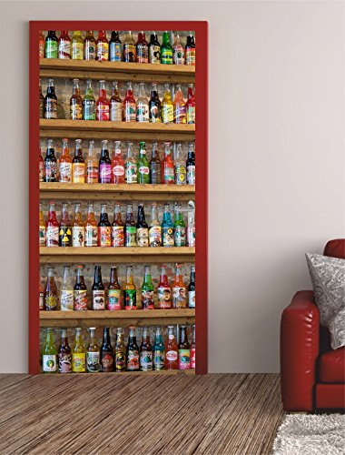 Türposter SOFTDRINGS 100x200cm Türfolie Türtapete Bar Limo Flaschen 583tp