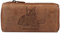 Greenburry Vintage Damen Lederbörse Geldbörse Braun mit Main Coon Katze Motiv 19x2,5x10cm