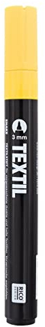 Rico Design Textilmarker für dunkle Stoffe, Farbe wählbar, ideal für T-Shirts, Schuhe, Taschen, Jutebeutel und andere Stoffarten Gelb