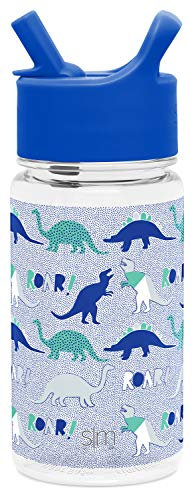 Simple Modern Kids Water Bottle Plastic BPA-Free Tritan Cup with Leak Proof Straw Lid | Reusable and Durable for Toddlers, Boys, Girls | Summit Collection | 16oz, Dinosaur Roar