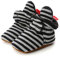 Stivali Invernali per Neonato Unisex Fondo Morbido Antiscivolo Stivali da Neve Bambino Cotone Piatto Pelliccia Calzino Bootie Regolabile (6-12 Mesi, Stripe - Nero Scuro)