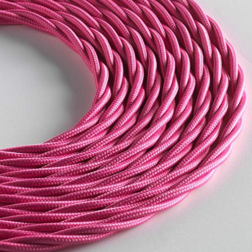 Klartext LUMIÈRE Câble textile tressé pour éclairage 3 x 0,75 mm Rose 3 m Sécurité maximale contre les chocs.