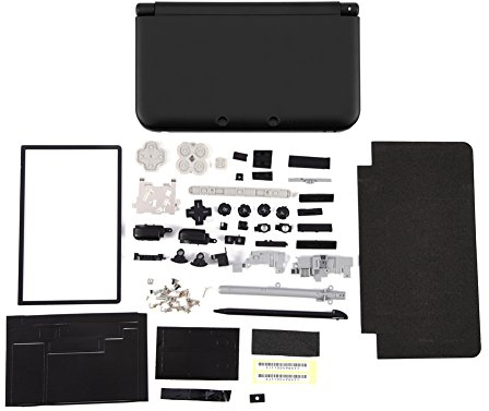 Full Set Replacement Kit for 3DS XL, Full Housing Case Cover Shell Repair Parts, Complete Fix Replacement Kit, Easy to Carry (1 * Buttons Set, 1* Other Parts Set, 1* Screws Set,1* Labels Set)(Black)