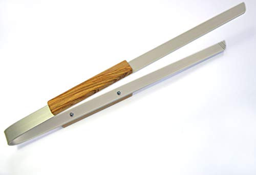 D.O.M.® Grillzange Big Daddy 50 cm, Aluminium mit Griffen aus Olivenholz - Mit Gravur