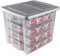 SUNWARE Nesta Weihnachtsbox 45 Ltr mit Tabletts für 64 Weihnachtskugeln (Ø70-80mm)- transparent/silber