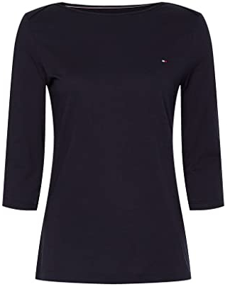 Tommy Hilfiger Damen Langarmshirt Slim Boat Basic, Blau (Desert Sky), XS