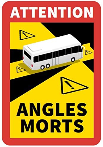24 Stück Attention Angles Morts für Bus / Wohnwagen 25 x 17 cm Aufkleber Sticker Hinweiszeichen Schild Frankreich mit UV Schutz speziell für Außenbereich von STROBO