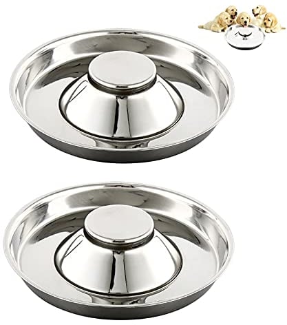 Welpen Futternapf,Welpennapf,Hundenäpfe aus Edelstahl Metall,Welpen Entwöhnungsschale Welpengericht kann für mehrere Welpen gleichzeitig verwendet Werden, Wassernapf und Futternapf(30 cm/2 Stück)