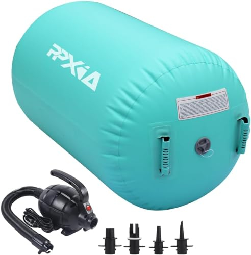 PPXIA Air Roll Aufblasbare Roller, Gym Air Barrel Luft Rollen Gymnastic Zylinder, Gymnastikmatte Tumbling Matte Yoga Roll mit Pumpe für Training