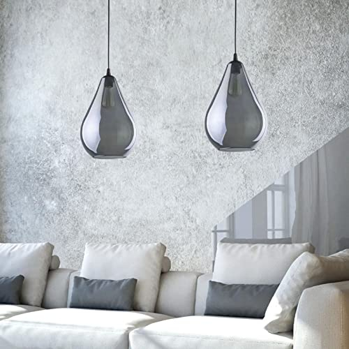 famlights Pendelleuchte & Hängeleuchte in Graphit 1-flammig Modern zeitlose PIUS E27 Glas Esszimmer Schlafzimmer | 1-flammig