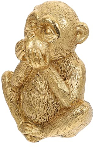 Figuren Wald Tiere Skulptur: Nein Sehen Nein Sprechen Sie Böses Goldener Wukurong Garten Dekoration Statue für Büro Home Tischdekor