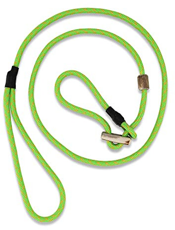 ROMNEYS Moxonleine Durham 6 mm – handgefertigte Retrieverleine & Agilityleine mit Hirschhorn-Zugstopp – Leine & Halsband in einem – Hundeleine Made in Germany (Signalgrün, 130 cm)