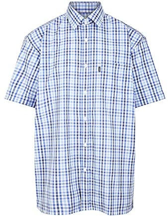 Champion Mens Doncaster Country Casual Short Sleeve Shirt Lt Blue Check XL