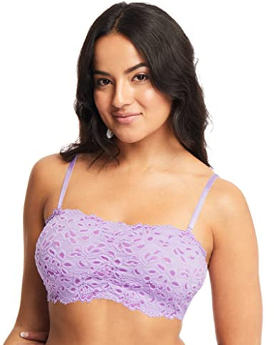 Jenny Jen Women's Amber Bandeau Bra with Adjustable Straps, Unpadded & Unlined Wireless Tube Top Bralette, Everyday Lingerie (Medium, Pastel Lilac/Orchid)