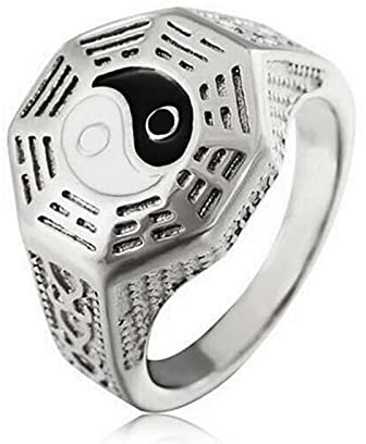 XJruixi Chinesischer Stil Klatsch Yin Yang Symbol Ringe für Männer Gold/Silber Farbe Edelstahl Amulett Ring Finger Männliche Bänder Schmuck Geschenk