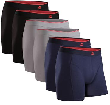 DANISH ENDURANCE Boxer Uomo in bambù Ultra Morbido, Mutande Boxer Bamboo Comodi, Traspiranti, 6 o 10 Paia, MC (2X Nero, 2X Grigio, 2X Blu Marino), XL