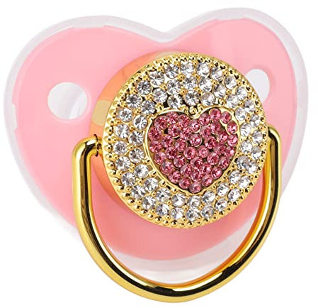 Personalisierter Bling-Schnuller, Glänzender Baby-Schnuller in Herzform, Glänzender Strass-Schnuller, Weiches Licht, Baby-Schnuller-Nippel für Baby-Show, Neugeborene Geschenke (Rosa)