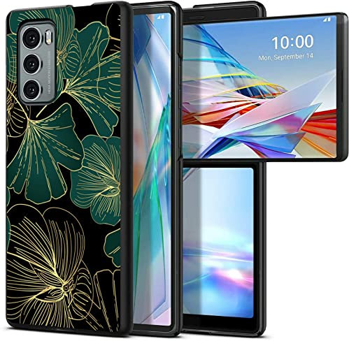 BWEGRHE Progettata per LG Wing 5G, custodia sottile in policarbonato rigido con motivo artistico a foglie, cover antiurto per ricarica wireless per LG Wing 5G (2020)