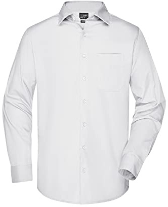 James & Nicholson Herren Langarm Business Hemd - Klassisches Herrenhemd in 11 Farben | Farbe: white | Grösse: 6XL