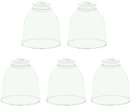 Eietonte 5 Pack Clear Glass Shade Replacements, Ceiling Fan Light Covers Glass Globes Lampshades for Chandelier, 4.92High, 4.72Diameter, 1.65 Fitter, High Transmittance Bell Shaped Glass Shades