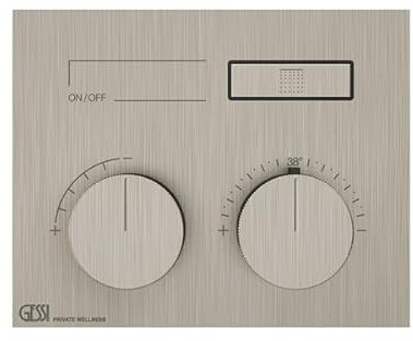 Gessi HI-FI, Fertigmontageset Unterputz-Thermostat mit Tasten-Bedienung mit 1 Ausgang, 63002, Farbe: Finox Optik