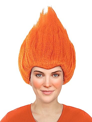 Funidelia | Perücke orange Trolls für Herren und Damen Trolls, Film und Serien - Zubehör für Erwachsene, Zubehör für Kostüm - Orange