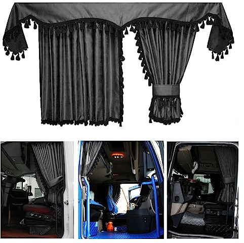 LKW Gardinen Cab Curtain Sichtschutz für Kabine für Man TGX bis 2020, XLX Fahrerhaus, grau schwarz
