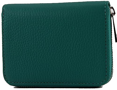 modamoda de - P04 - ital. Damen Portemonnaie Echtleder kurz, Farbe:Petrol
