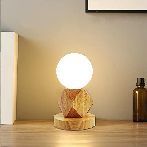 Chao Zan Klein Tischleuchte aus Holz Tischlampe max 40W E27 Lampe 230V ohne Leuchtmittel (B)