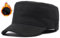 Pyrafox Herren Winter Military Schildmütze: Cuba Army Basecap Haube, Warme Wintermütze Trappermütze, Wolle Baseball Army Cap Kappe, Männer Schildkappen Kopfbedeckung Hut, M L 58 59 60 cm schwarz