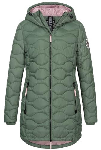 Sublevel Damen Winter Jacke Mantel Parka Steppjacke Steppmantel Wintermantel, Farbe:Forest-green, Größe:S 36