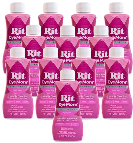Rit DyeMore - Tinte de fibra líquida sintética de 7 onzas para ropa, decoración y manualidades, súper rosa (paquete de 12)