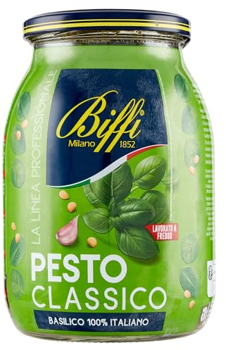 Italian Gourmet Pesto Genovese Classico Salsa 1 x 980g Basilikum im Glas | Ricetta italiana con olio e formaggio; cremig-würzig, zu Nudeln, Bruschetta, Gesamtnettogewicht 980 g + Kostenlos Polpa 400g