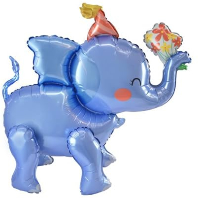 VIKY® Elefant Luftballons, 3D Folienballon Elefant Stehend, Kindergeburtstag Deko Elefant Helium Ballon, Dschungel Deko Geburtstag, Elefanten Deko, Luftballon Tiere mit Beinen, Geburtstag Party Deko