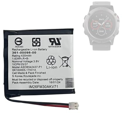 HIGHAKKU Ersatzakku Batterie 361-00098-00 kompatibel mit Gar-min Fenix 5X Fenix 5X Running Smartwatch Watch