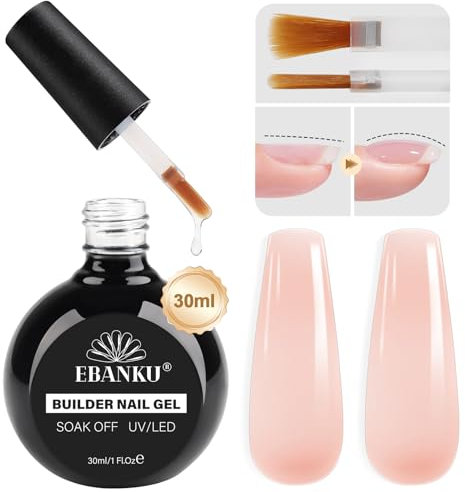 EBANKU 30ML Builder Nail Gel, 8 in 1 Cover Nude Builder Base Strengthener Gel Hard Gel Builder Gel UV/LED Nagellack Nail Extension Gel für Reparatur, Nagelstärkung, Nagelverlängerung Nail Art DIY