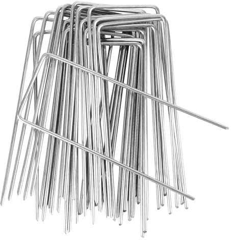 XCDMJ 50 Pack Garden Netting Membrane Fleece Pegs, 150mm / 6 U-Shaped Galvanised Securing Pegsfor Membrane Weed Control Fabric Netting Fleece Groundsheet Landscape Artificial