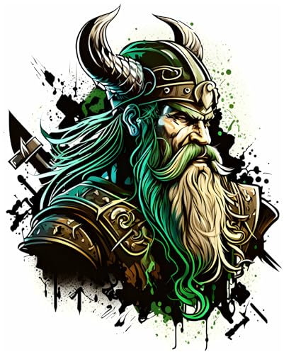 Samunshi® Wandtattoo Green Viking Warrior Wanddekoration Wolf Wandsticker nordische Legenden für Kinderzimmer Wohnzimmer Wikinger Wanddeko Odin 24x30cm