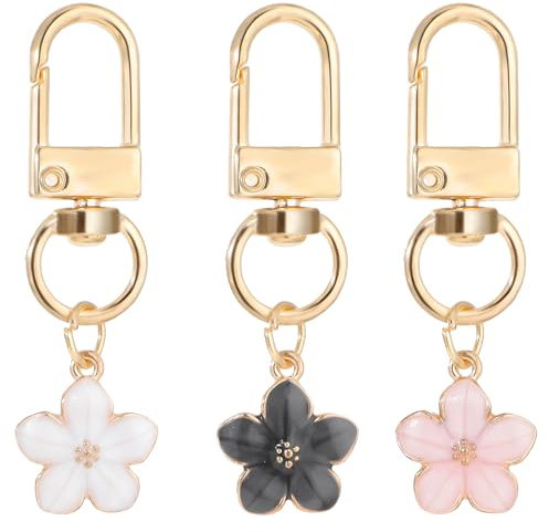 Porte-Clés Fleur Filles, Mabor 3 Pièces Pendentif Mini Breloques Pendentif Porte Clef Femme Porte Clef Mignon Bag Charm Fleur Esthétique Breloques Cadeaux Mignons Pour Femmes